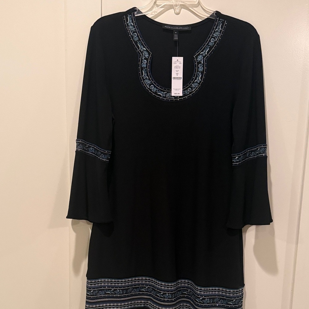 White House Black Market Black Dress with Blue Accents